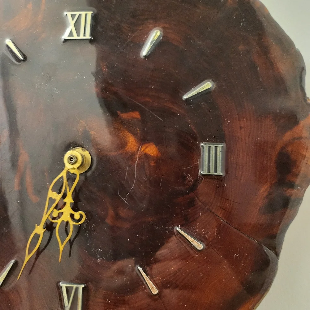 Vintage Natural Live Edge Wood Slab Wall Clock Handcrafted Works